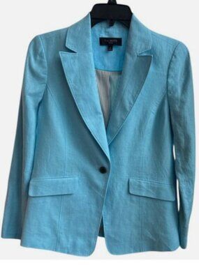 Talbots Light Blue Linen 4P Blazer Excellent Used Condition!